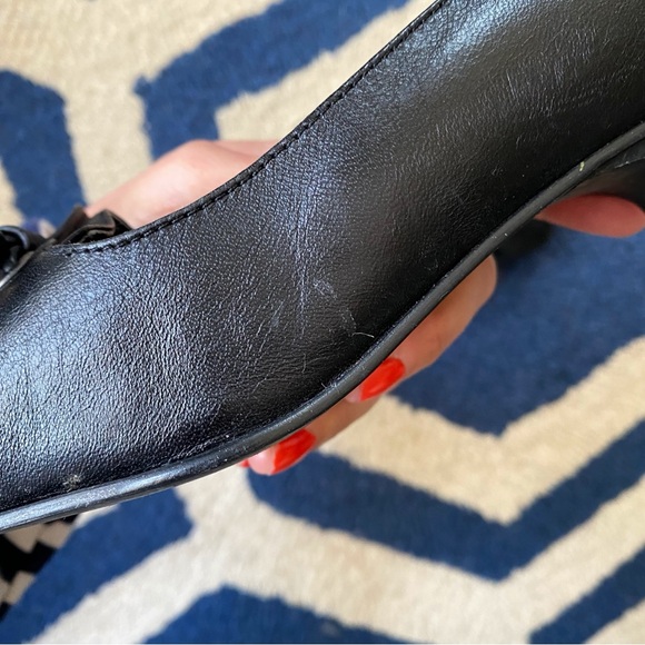 🖤 TAMARIS GENUINE LEATHER BOW DETAIL SQUARE TOE SMALL HEEL PUMPS! - Picture 11 of 14